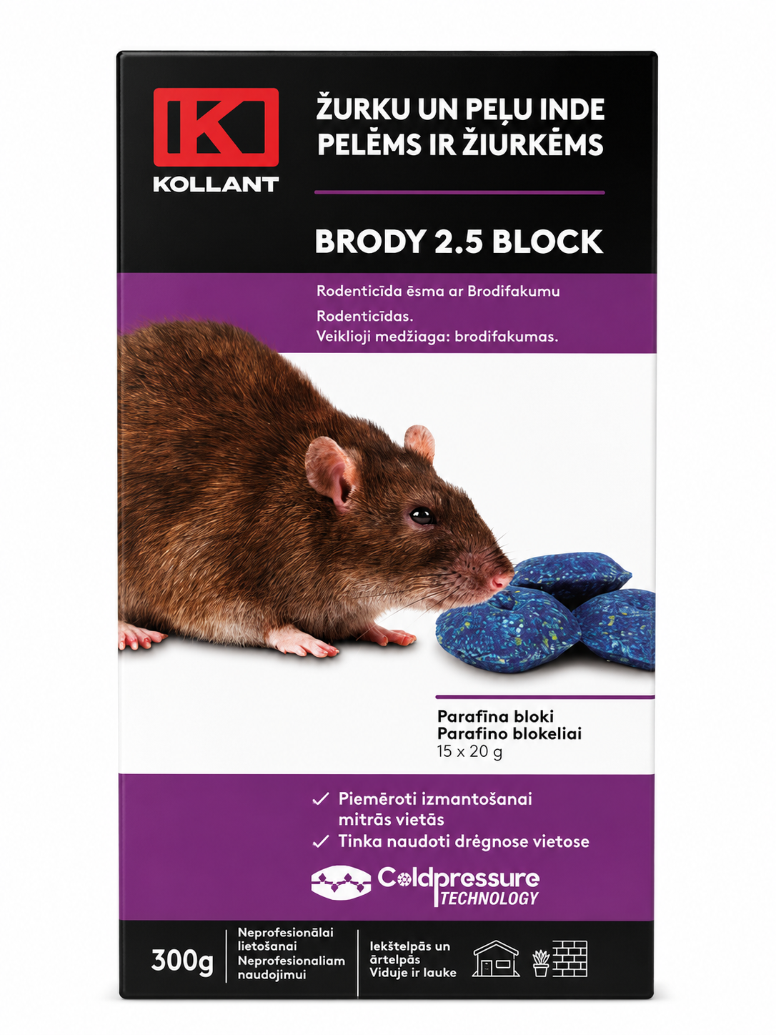 PARAFĪNA BLOKI ŽURKU UN PEĻU IZNĪCINĀŠANAI, 300G