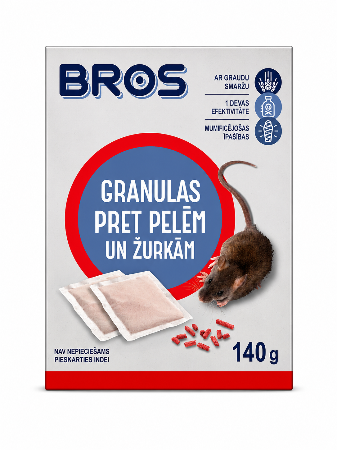 GRANULAS PEĻU UN ŽURKU IZNĪCINĀŠANAI, 140G
