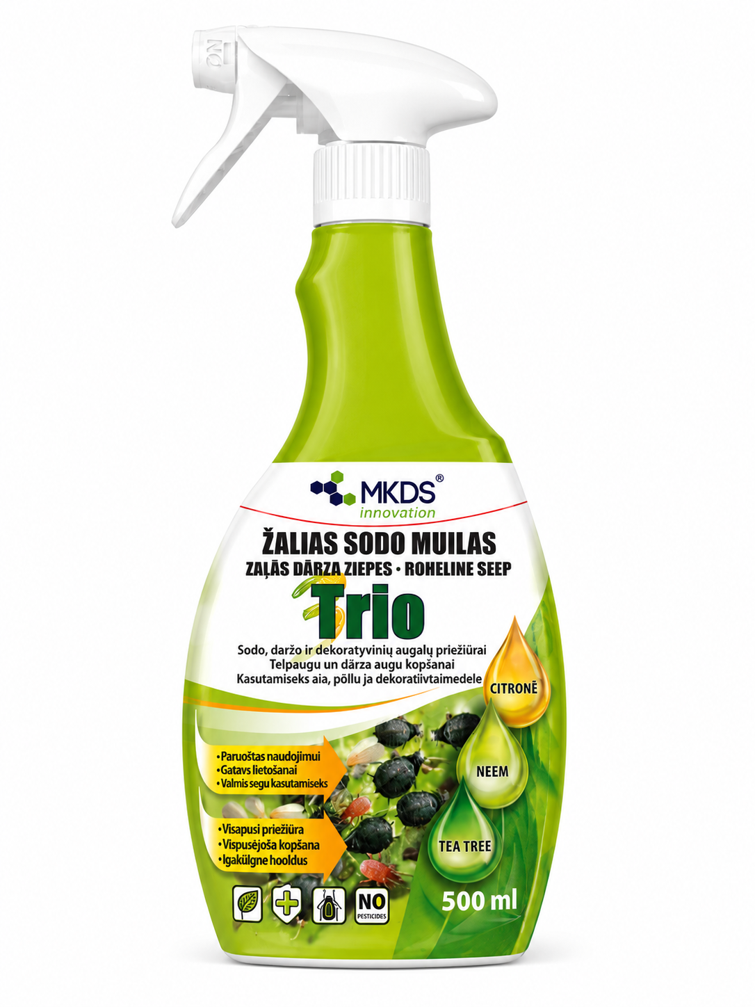 DABISKAIS AUGU AIZSARDZĪBAS UN TĪRĪŠANAS LĪDZEKLIS AR EKSTRAKTIEM (ZAĻĀS ZIEPES) - TRIO, 500ML