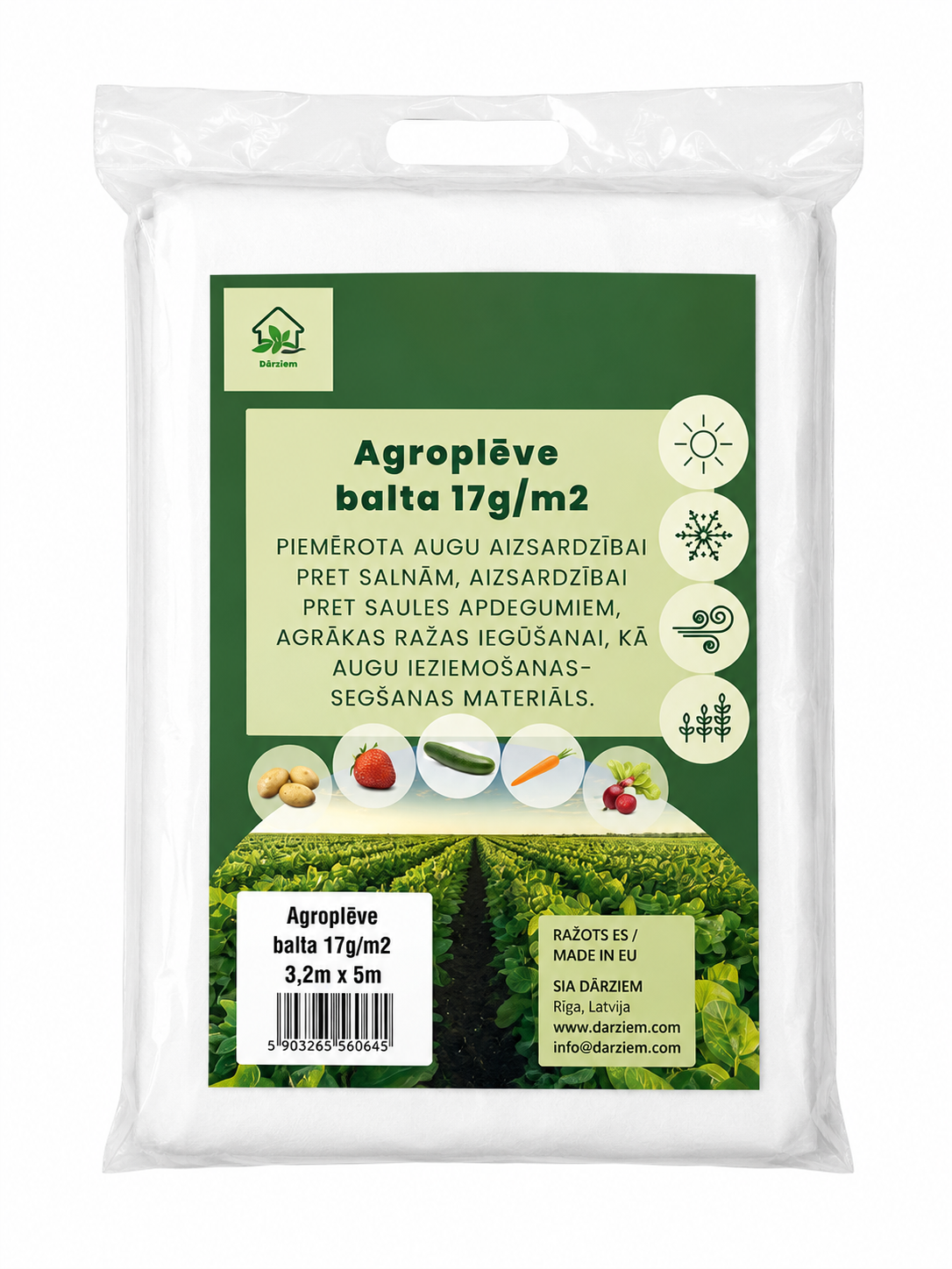 AGROPLĒVE, 3,2 X 5m, 17 g/m2