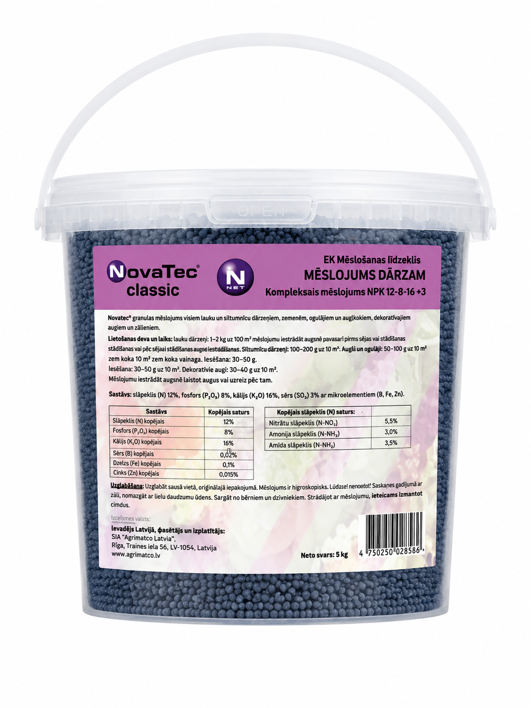 NOVATEC® CLASSIC UNIVERSĀLS ILGIEDARBĪBAS MĒSLOJUMS, 5KG