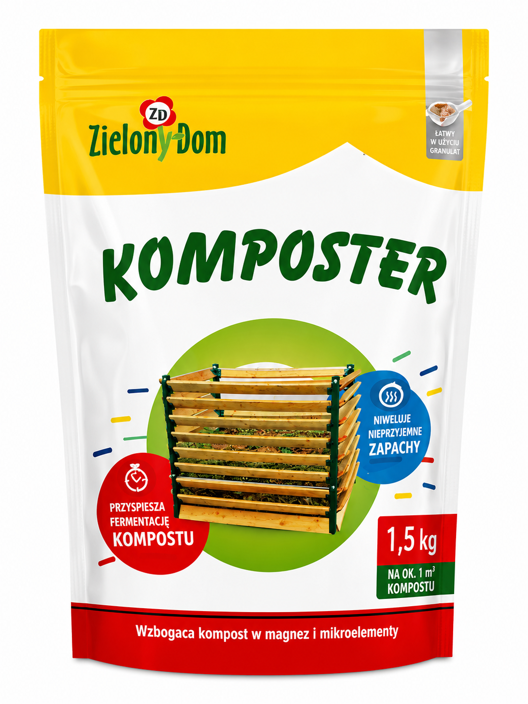 ZIELONY DOM KOMPOSTĒŠANAS PAĀTRINĀTĀJS UN SMAKU NEITRALIZATORS, 1,5KG