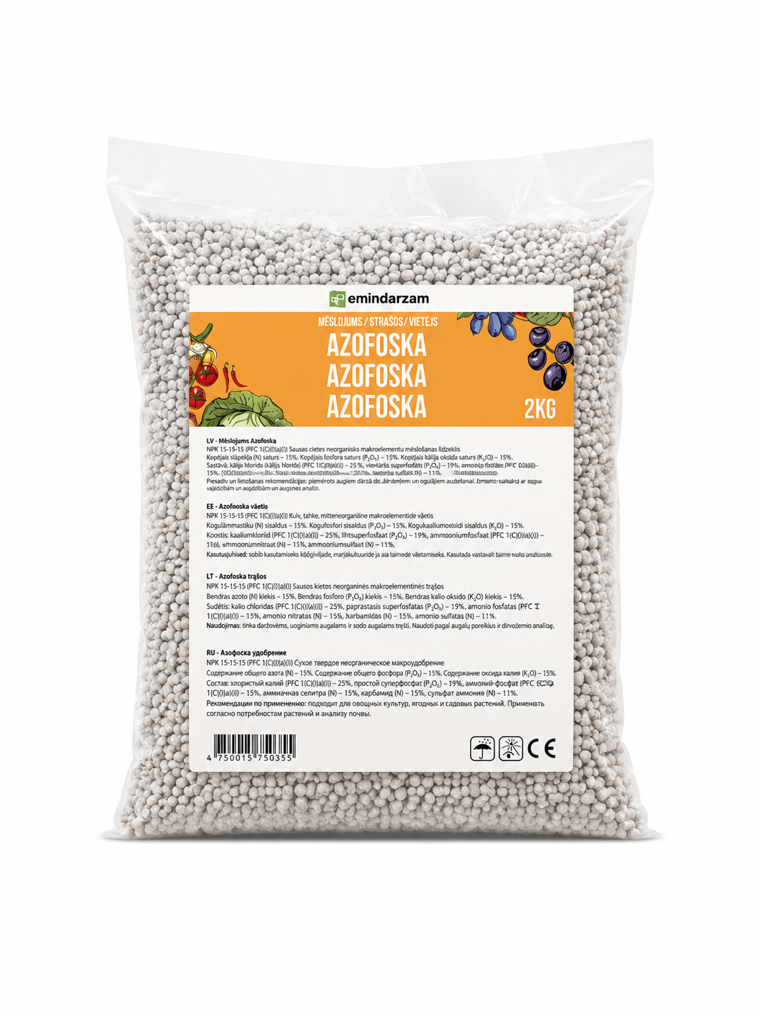 EMIN DARZAM GRANULĒTS MĒSLOJUMS AZOFOSKA, 2KG
