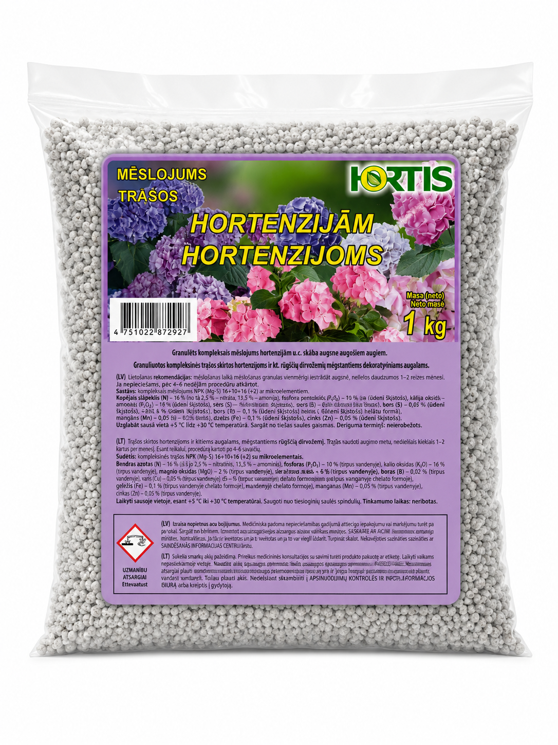 HORTIS GRANULĒTS MĒSLOJUMS HORTENZIJĀM, 1KG