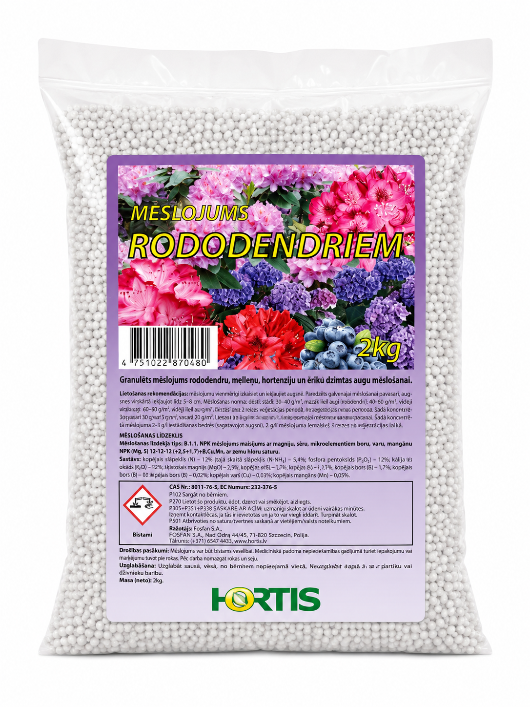 HORTIS GRANULĒTS MĒSLOJUMS RODODENDRIEM, 2KG