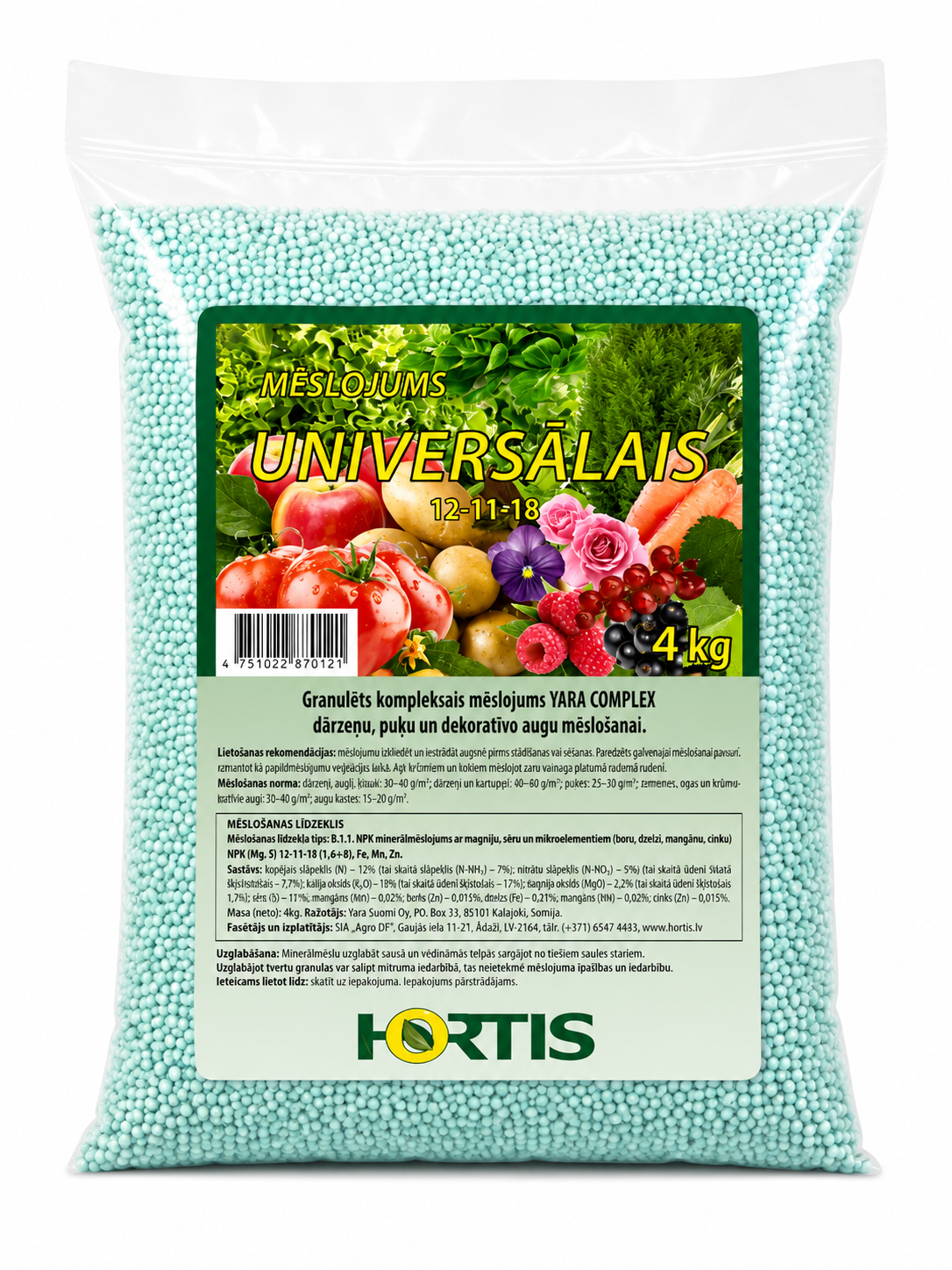 HORTIS GRANULĒTS UNIVERSĀLAIS MĒSLOJUMS, 4KG