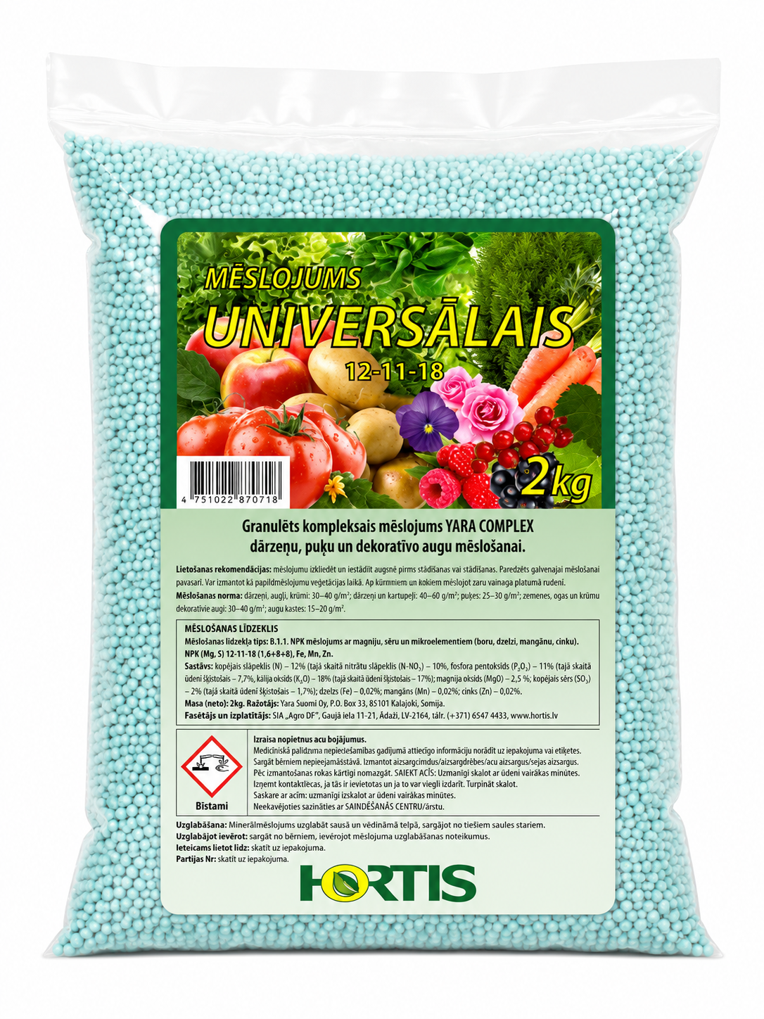 HORTIS GRANULĒTS UNIVERSĀLAIS MĒSLOJUMS, 2KG