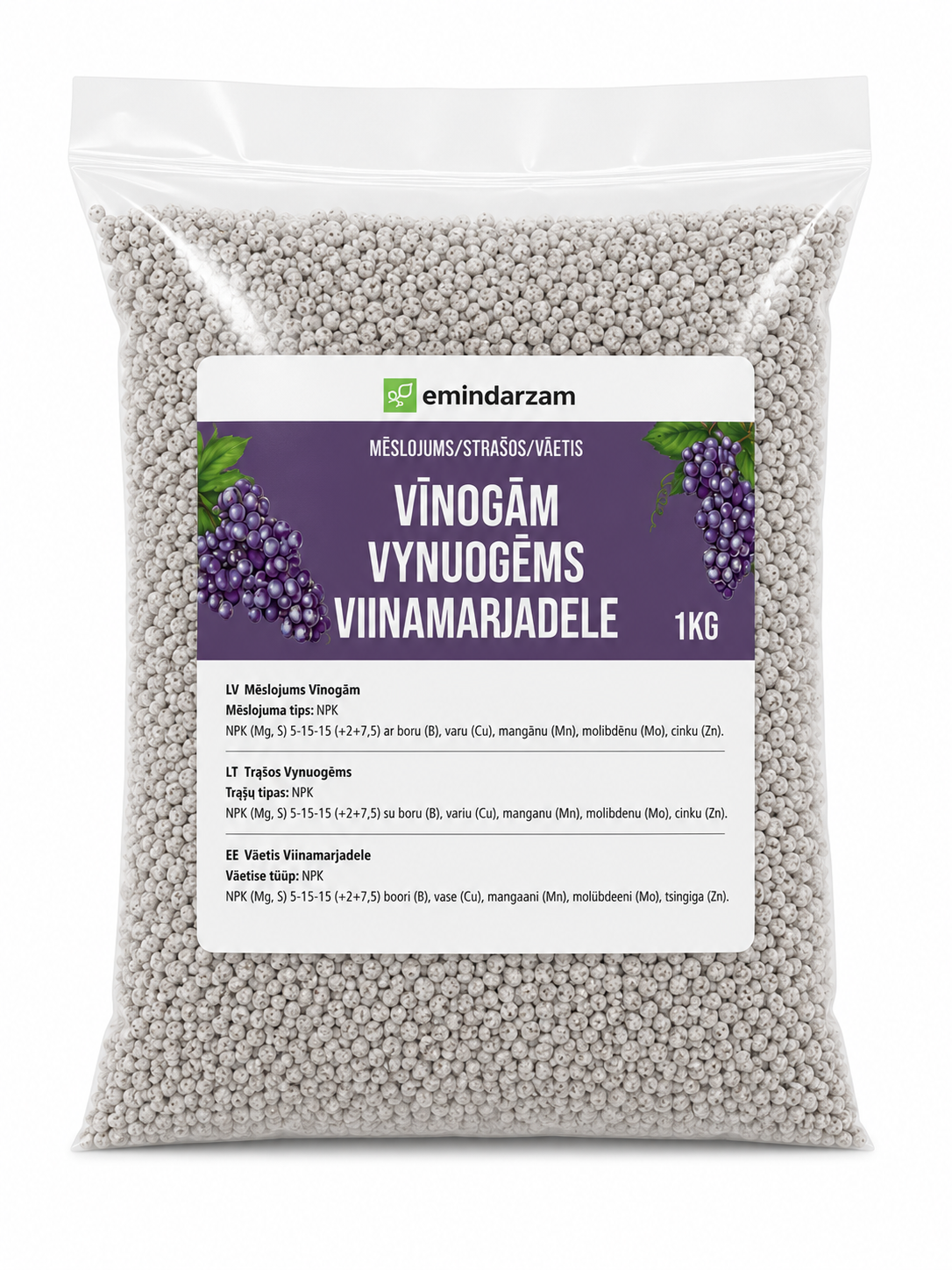 EMIN DARZAM KOMPLEKSAIS GRANULĒTAIS MĒSLOJUMS VĪNOGĀM, 1KG