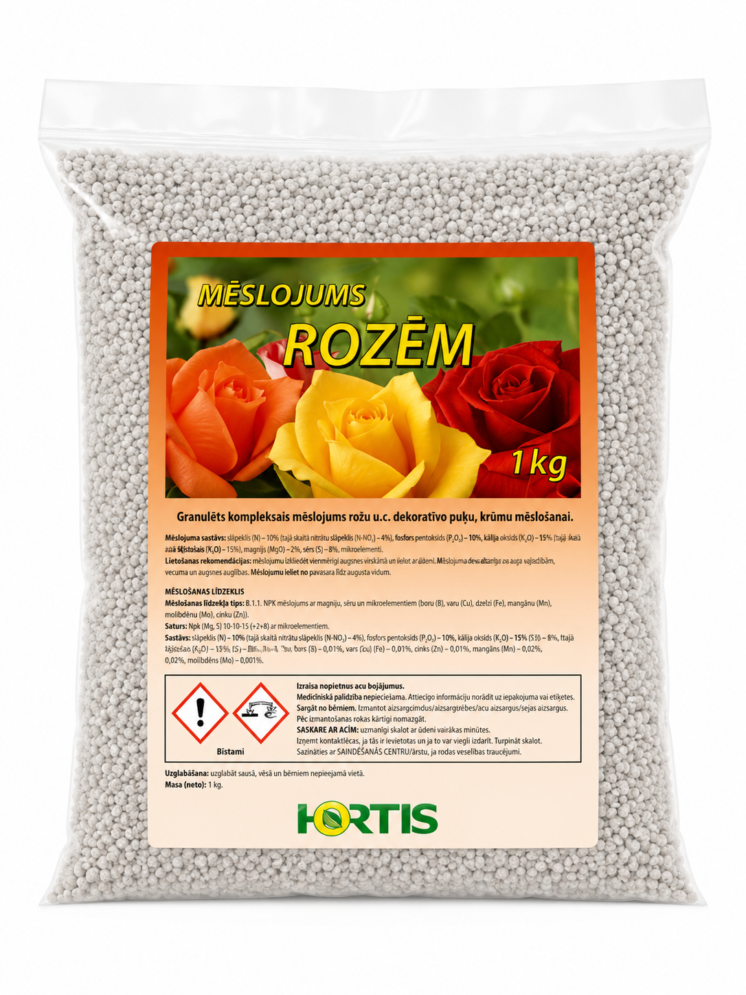 HORTIS GRANULĒTS MĒSLOJUMS ROZĒM, 1KG