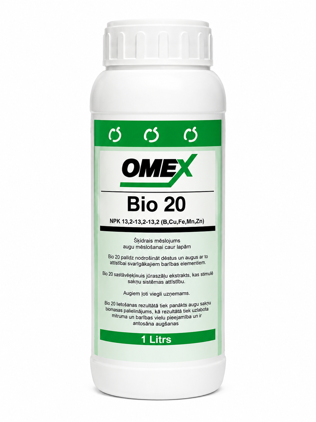 OMEX BIO 20 ŠĶIDRAIS MĒSLOJUMS AUGU MĒSLOŠANAI CAUR LAPĀM, 1L