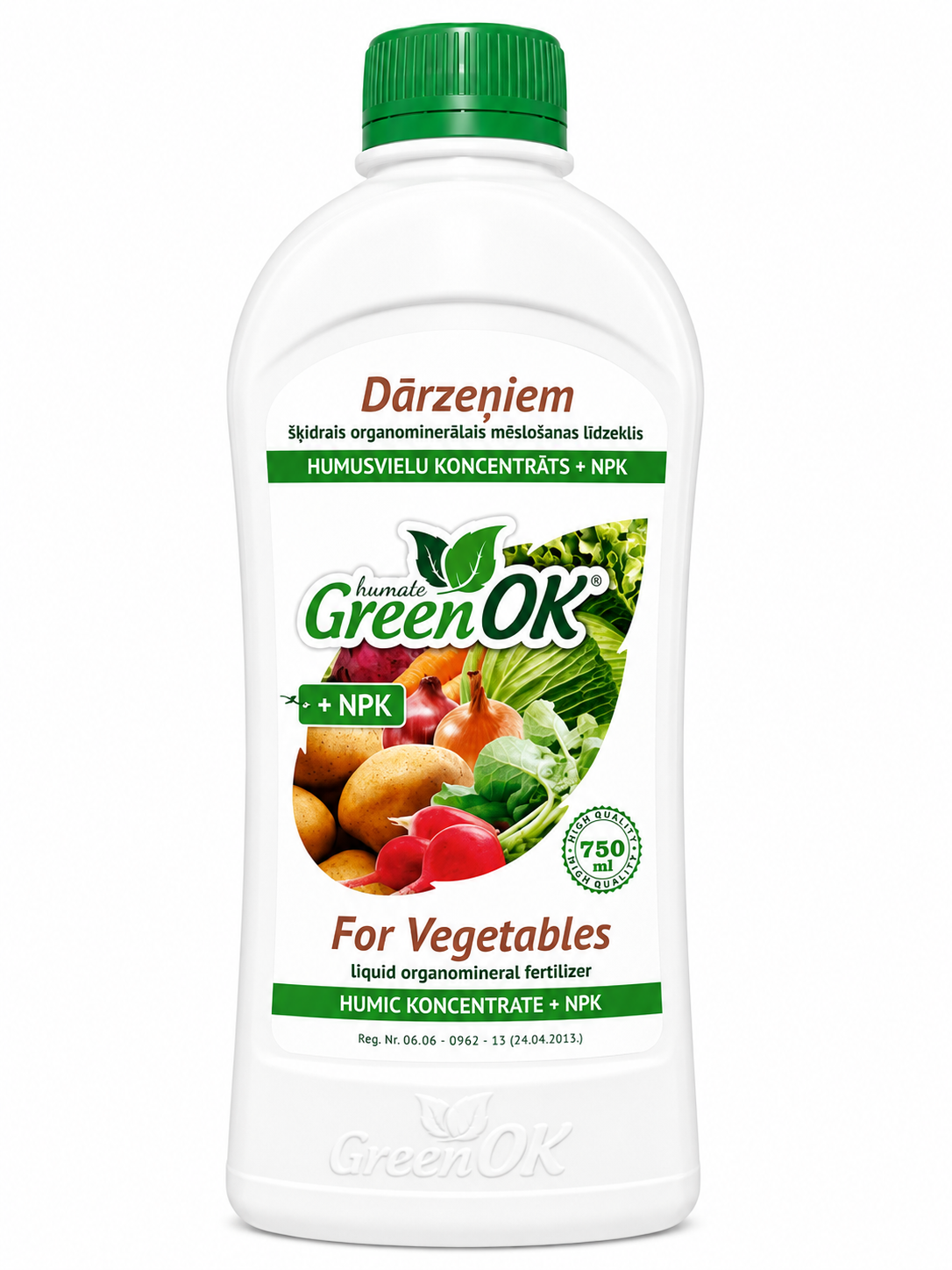GREEN OK ŠĶIDRAIS ORGANOMINERĀLAIS MĒSLOJUMS DĀRZEŅIEM, 750ML