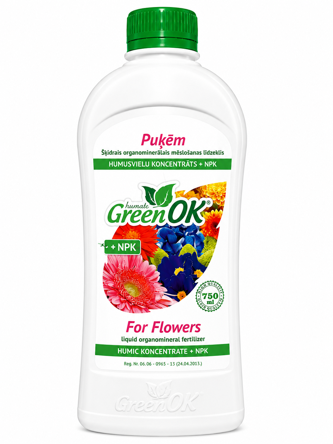 GREEN OK ŠĶIDRAIS ORGANOMINERĀLAIS MĒSLOJUMS PUĶĒM, 750ML