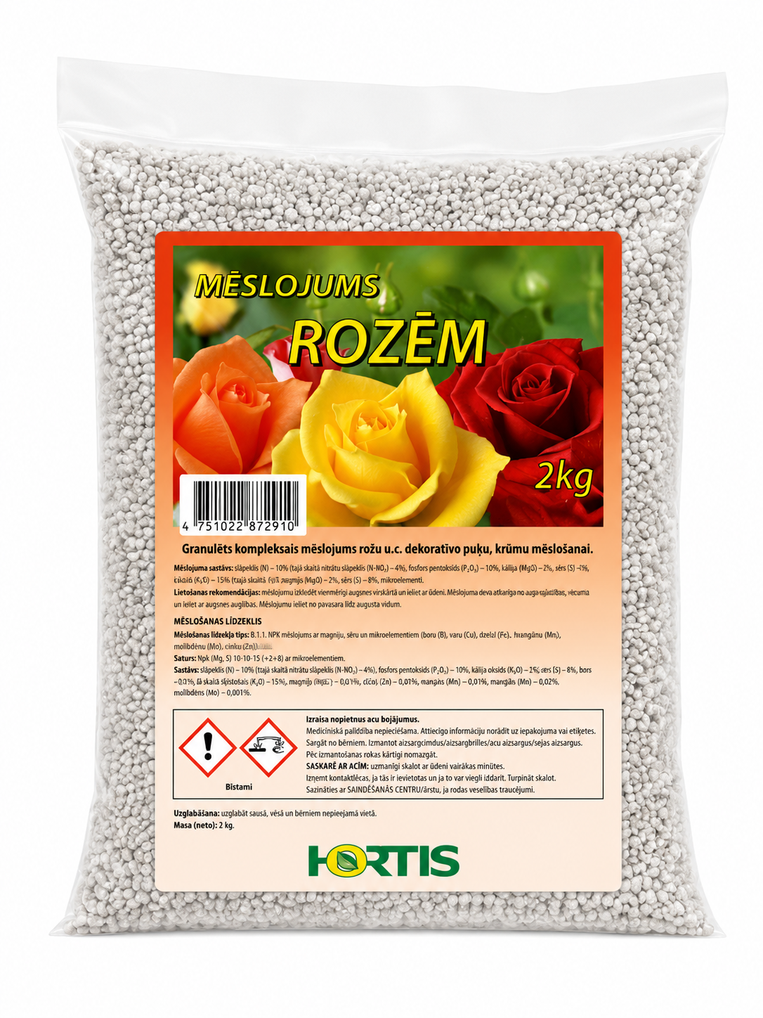 HORTIS GRANULĒTS MĒSLOJUMS ROZĒM, 2KG