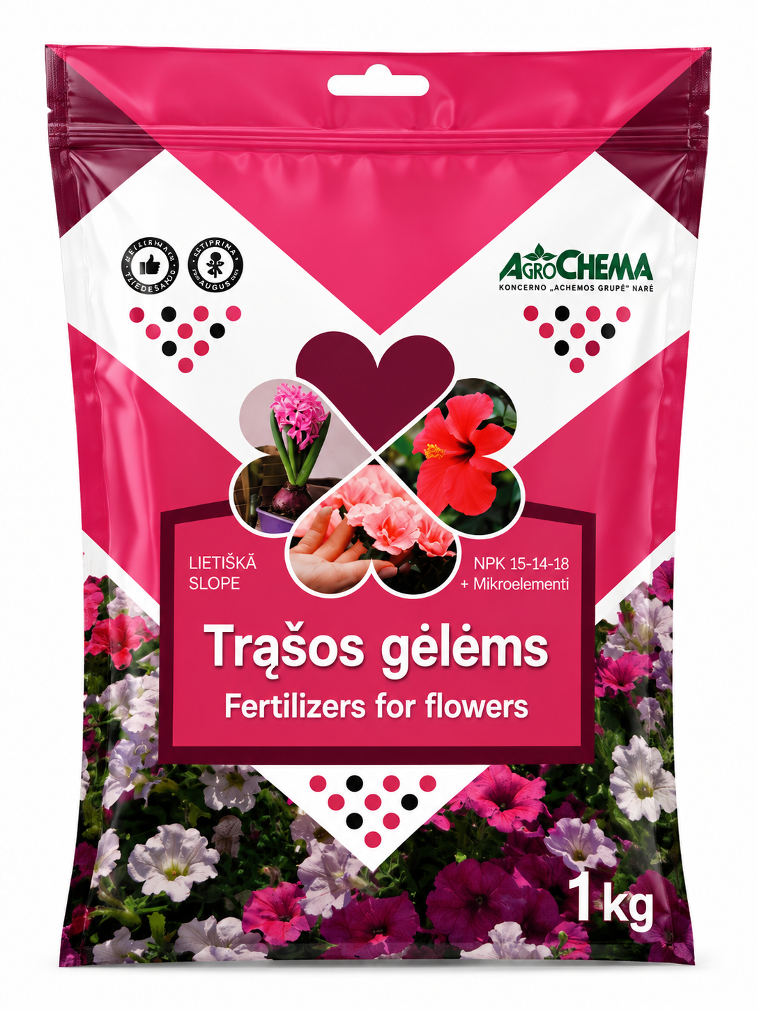 AGROCHEMA KOMPLEKSAIS GRANULĒTAIS MĒSLOJUMS PUĶĒM UN KRĀŠŅUMAUGIEM, 1KG